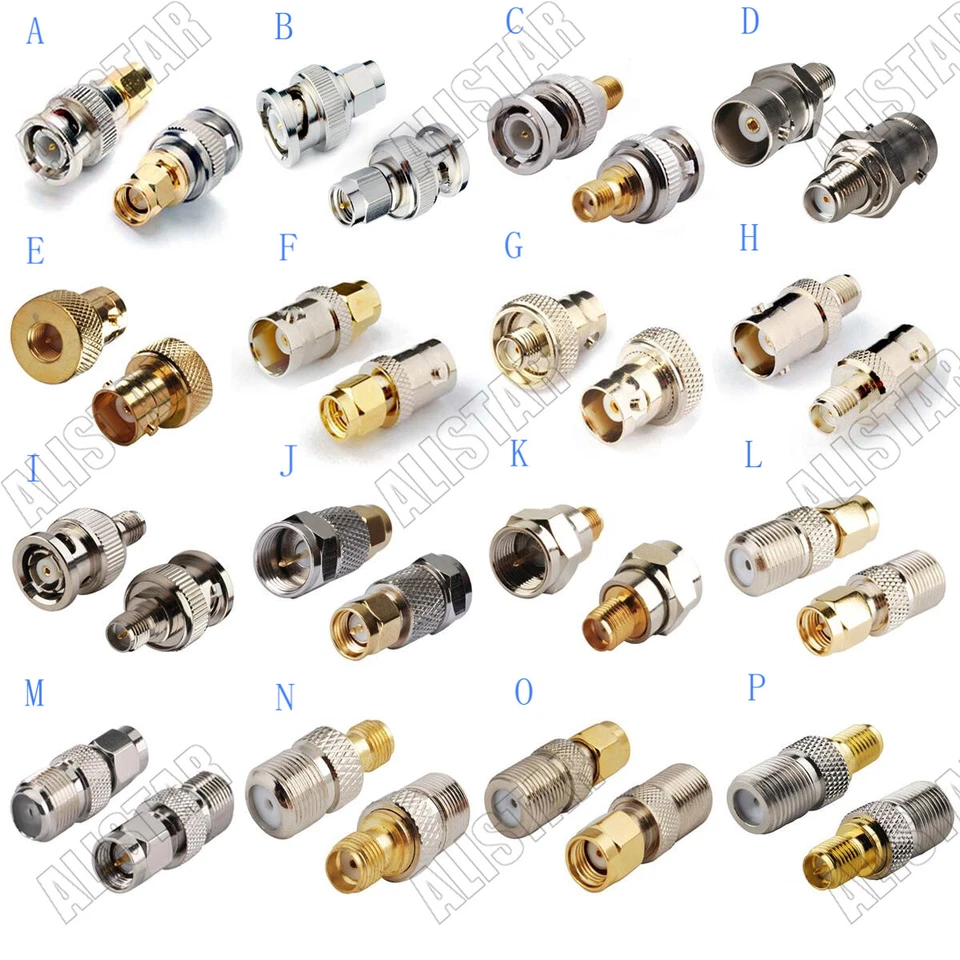 2pcs BNC F RP-BNC Male Female to SMA RP-SMA Female Male Adapter RF Connector - Image 1 of 1