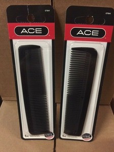 (Lot of 2) ACE BLACK 5" POCKET HAIR COMB - BUY MORE & SAVE 25% !! (NEW)