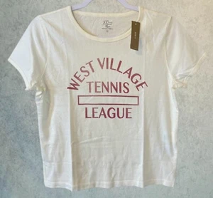 J.Crew Womens Cropped Shirt Ivory Short Sleeve Crew Neck Cotton Tee Size S NEW! - Picture 1 of 14