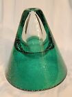 Hand Blown Green Art Glass Bubbles Cone Pyramid Oil Lamp Made In Poland