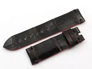 Cinturino Orologio Pelle Alligatore Nero 22/20mm Fatto a Mano Made Italy Casual - Imagen 1 de 4