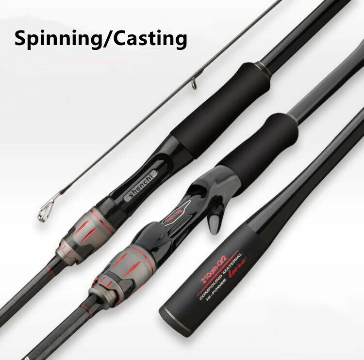 Cañas de carbono de 1,8 m señuelo de 2 secciones caña de pescar fundición caña de pescar giratoria viaje  Foto 1 de 1