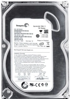 Hard Drive Seagate Barracuda 160GB 7200RPM 8MB SATA II ST3160813AS 3.5" Inch - Image 1 of 3