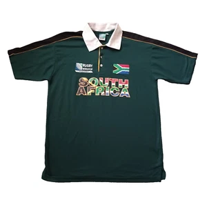 Vintage South Africa Rugby Shirt Jersey Mens Large Green World Cup Short Sleeve - Picture 1 of 20