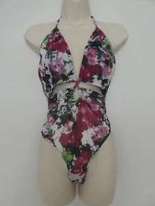 NaaNaa Ladies Pink Floral Cut Out Mesh Thong Bodysuit Top - Size 8 BNWT - Picture 1 of 14