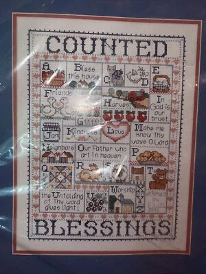 Bucilla Joan Elliott 1990 contado bendiciones contado punto de cruz kit de muestra Foto 1 de 4