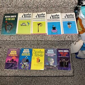 10 Vintage Agatha Christie Books Hercule Poirot Murder Mysteries early 1970's