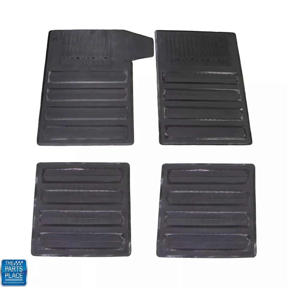 1968-72 Oldsmobile Cutlass / 442 Black All Rubber Floor Mats - Set of 4 - Image 1 of 1