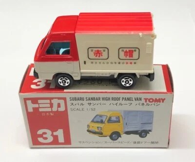 1:52 Subaru Sanbar High Roof Panel Van (Red/White) - Made in Japan Tomica 31 - Image 1 of 4