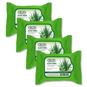 Callas Aloe Vera Cleansing & Make up Remover Wipes *New* (4 Pack) Free USA Ship - Picture 1 of 4