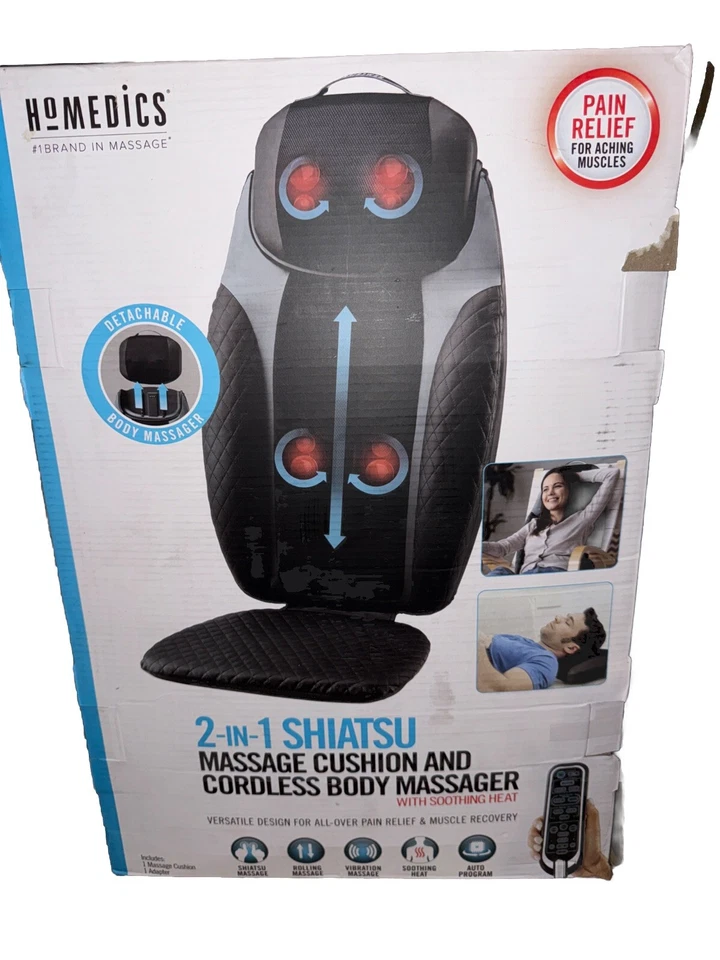 Cojín de masaje Shiatsu 2 en 1 HoMedics y masajeador corporal inalámbrico nuevo sin etiquetas Foto 1 de 1