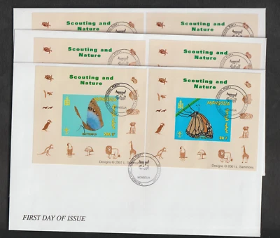 MONGOLIA 2001 scouting and nature 3 FDC covers Deluxe Mini sheets - Image 1 of 4
