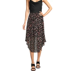 Karl Lagerfeld Paris Women Everyday Black Multi Floral Long Skirt Asymmetrical S - Picture 1 of 9