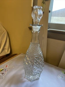 Vintage Anchor Hocking Wexford Crystal Glass Decanter Bottle W/Stopper MCM - Picture 1 of 7