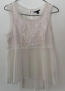 Camicetta senza maniche American Eagle Outfitters avorio 100% cotone plissettata taglia S - Foto 1 di 7