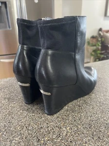 Michael Kors Damen-Stiefelette Bromley Keilabsatz schwarz Leder Größe 10 leicht getragen - Bild 1 von 8