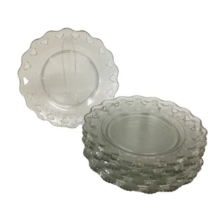 Lot of 7 Depression Glass Open Triangle & Hearts Old Colony Clear Plates 9.25" - Picture 1 of 8