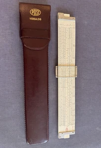 Frederick Post Co. Versalog Slide Rule 1460 Hemmi Japan Brown Leather Case MINT - Picture 1 of 15
