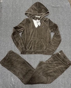 Neu Ralph Lauren Trainingsanzug Set Damen L Braun Velour Lounge Set Y2K Polo Jeans - Bild 1 von 10