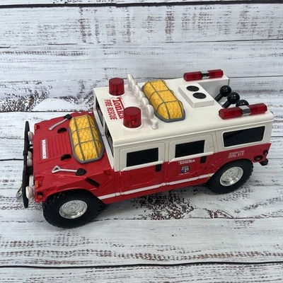 Vintage 2000 Tonka Hummer Fire Rescue Truck Lights Sounds Winch Toy Hasbro 17" - Image 1 of 4