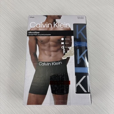Paquete de 3 calzoncillos boxer de microfibra Calvin Klein para hombre talla mediana NUEVO Foto 1 de 4