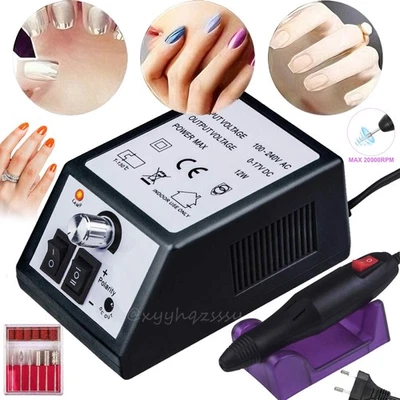 Profi Elektrisch Nagelfräser Nagelfeile Set Pediküre Maniküre Nail Art 6 Bits DE - Bild 1 von 4