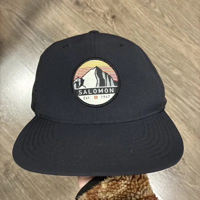 Salomon Mountain Trucker Cap Adjustable Black Patch Flat Lightweight - Image 1 of 4