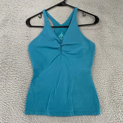 Camiseta sin mangas Prana para mujer pequeña azul acanalada Y2K espalda deportiva supplex yoga granola niña Foto 1 de 4