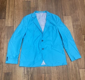 Tailorbyrd Cotton Blazer Mens 44R Teal Sport Coat Two Button Double Vent Summer - Picture 1 of 5