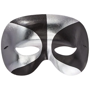 PLATA Y NEGRO PSICO VENECIANO MEDIA MÁSCARA HALLOWEEN DISFRAZ ACCESORIO TALLA ÚNICA - Imagen 1 de 3