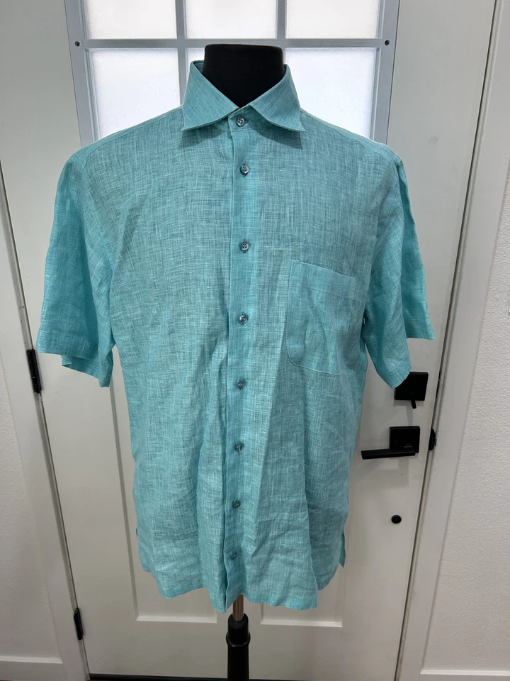 Camisa St Croix Para Hombres 100% Lino L Azul Teal Nueva Sin Etiquetas - Valor $219  Foto 1 de 4