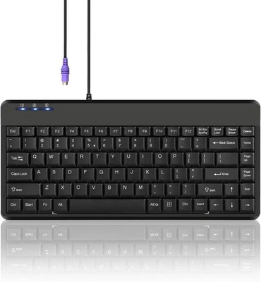 Perixx PERIBOARD-409P Wired PS2 Mini Keyboard, Black, US English Layout Black  - Image 1 of 4