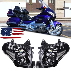 2PCS LED Headlight High Low Beam Headlamp For Honda GoldWing GL1800 2001-2017 - Picture 1 of 21