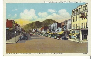 WEST CANON CITY, COLORADO POSTCARD MAIN STREET LOOKING, Rex, Hotel Canon - Picture 1 of 2
