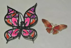 Broche Vintage ESTATE MARIPOSA Alfileres Esmaltado Mariposas Oro Negro - Imagen 1 de 3