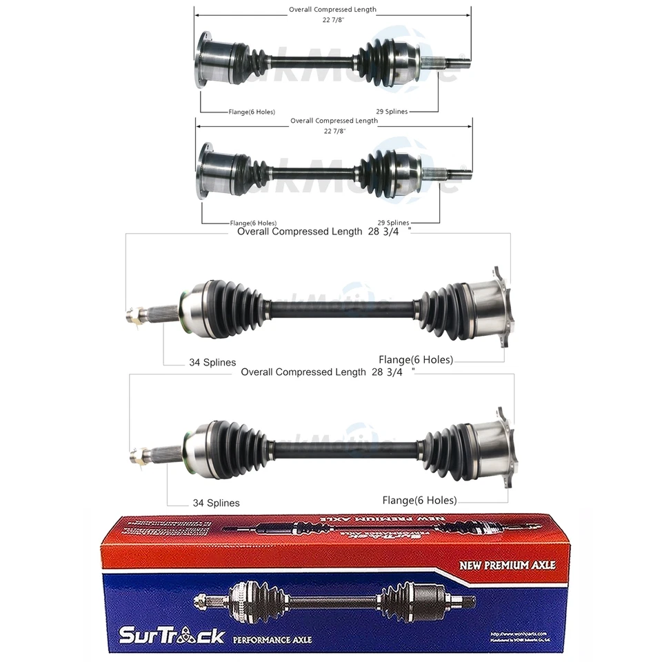 SurTrack Set of Front & Rear CV Axle Shafts KIT For Infiniti QX56 5.6 4WD 11-12 - Image 1 of 1