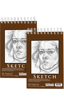 2X-5.5"x8.5" Premium Heavy-Weight Spiral Bound Sketch Pad 90lbs 30-Sheets-2 Pads - Image 1 of 4
