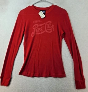 NEW Junk Food Girls Youth M Red Drink Pepsi Cola Graphic Logo L/S Thermal Shirt - Picture 1 of 7