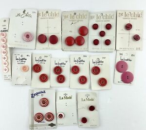 Vintage Red Pink Plastic Button Lot of 37 Le Chic La Petite La Mode Exquisite