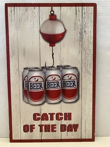Fischer Holz Wandrelief Angeln Bier Deko - FANG DES TAGES Sammlerstück - Bild 1 von 5
