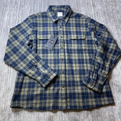 7 Diamonds Shirt Mens XXL Navy Plaid Generation Soft Flannel Stretch Button up - Image 1 of 4