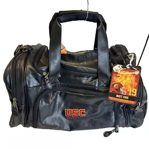 USC Trojans Football 2017 Black Leather Duffel Bag Team Issued #19 Matt Fink - Picture 1 of 20