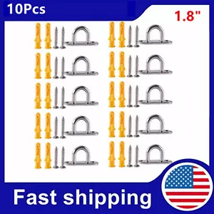 10Pcs 1.8 Inch 304 Stainless Steel Ceiling Hooks Pad Eyes Plate Marine Hardware - Picture 1 of 10
