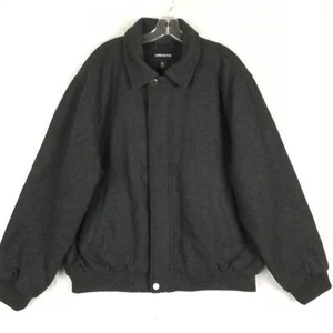 London Fog Mens Bomber Jacket Wool Blend Gray Charcoal Full Zip XL - Picture 1 of 11
