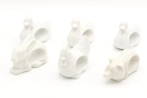 Vintage Porcelain Farm Animal Napkin Ring 6 Duck Rabbit Chicken Pig Shafford 9 - Picture 1 of 7