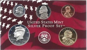 2003-S PARTIAL SILVER PROOF SET CENT, NICKEL, DIME, HALF AND SAC DOLLAR  5 COINS - Picture 1 of 1