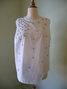 NWT J.CREW SCATTERED FLORAL SEQUIN SHELL, SIZE 10 WHITE, C1172, $118 - Bild 1 von 4