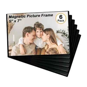 6 Pack Magnetic Picture Frame 5x7In Magnet Fridge Photo Sleeves for Refrigerator - Picture 1 of 7