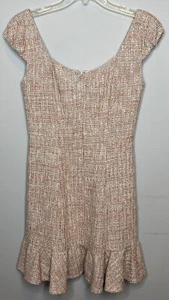 Rebecca Taylor Cap Sleeve Spring Tweed Dress size 2 Square Neck Short Small - Picture 1 of 7