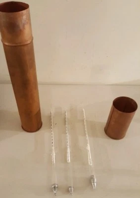 Vintage Ensemble 3 Laboratoire Science Lourd Liquid Hydrometers Avec Laiton Etui - Photo 1/4